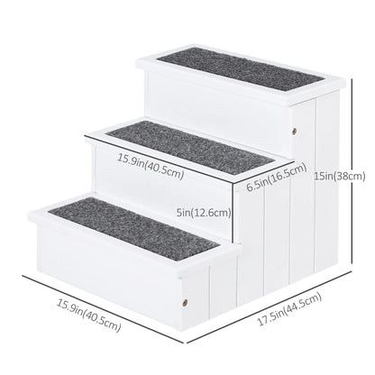 3-Step Dog Stairs For Small Dogs, Wooden Ramp With Storage Box, White Dog Stairs at Gallery Canada