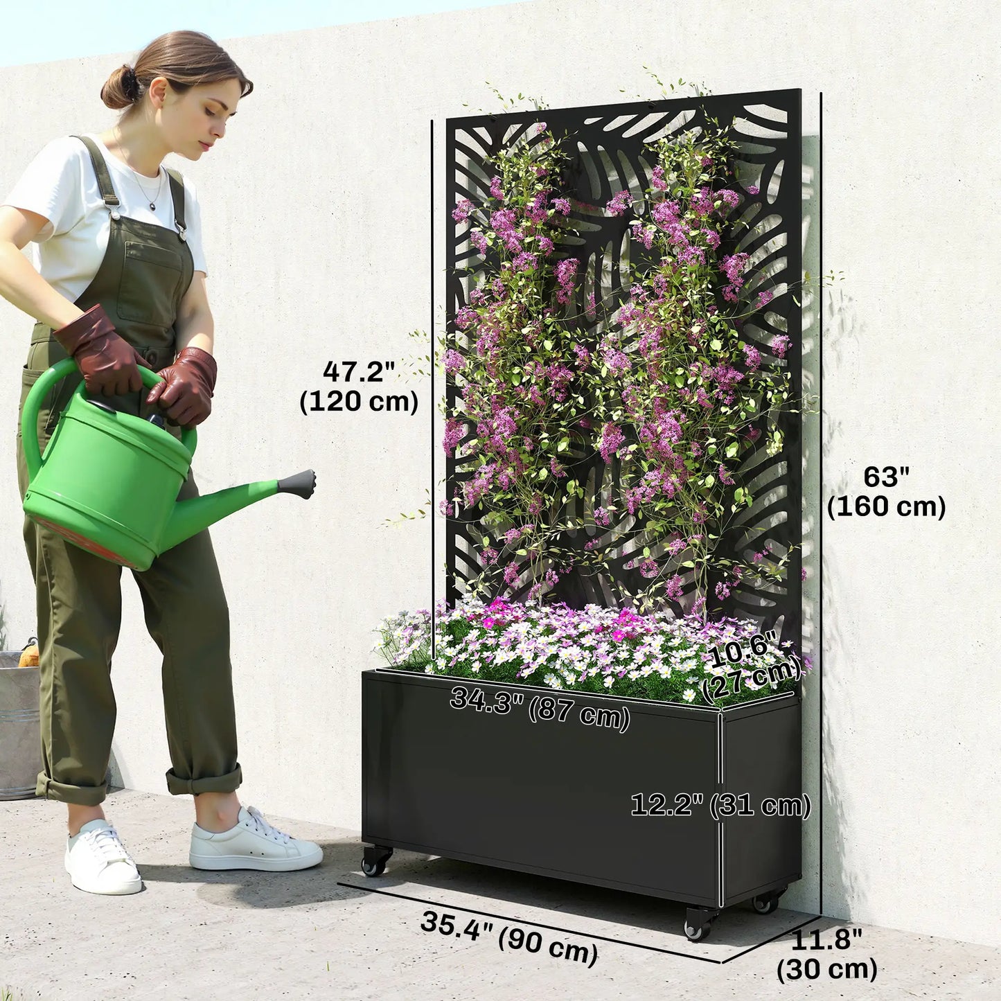 Metal Planter Box With Trellis, Raised Garden Bed With Monstera Leaf Cut-Out Galvanized Planter Boxes at Gallery Canada