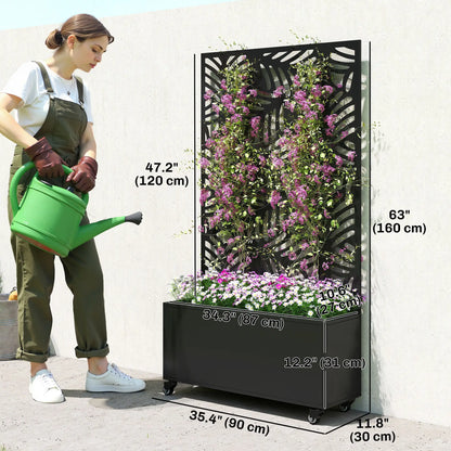 Metal Planter Box With Trellis, Raised Garden Bed With Monstera Leaf Cut-Out Galvanized Planter Boxes at Gallery Canada