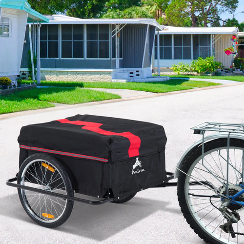 Bicycle Trailer, Utility Cart, Removable Cover, Red