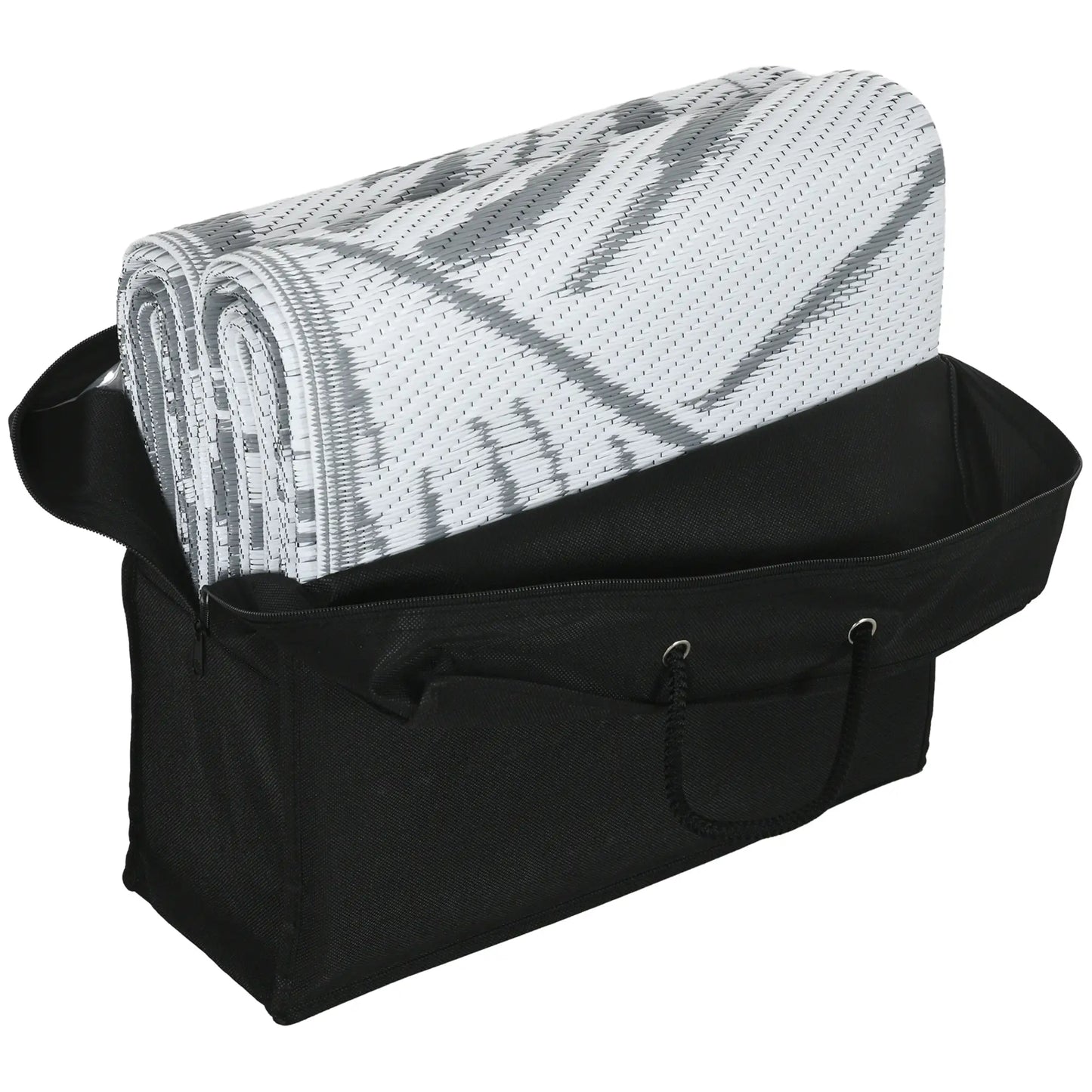 Reversible Outdoor RV Rug, Patio Mat, 6' x 9', Grey and White Garden Decor at Gallery Canada