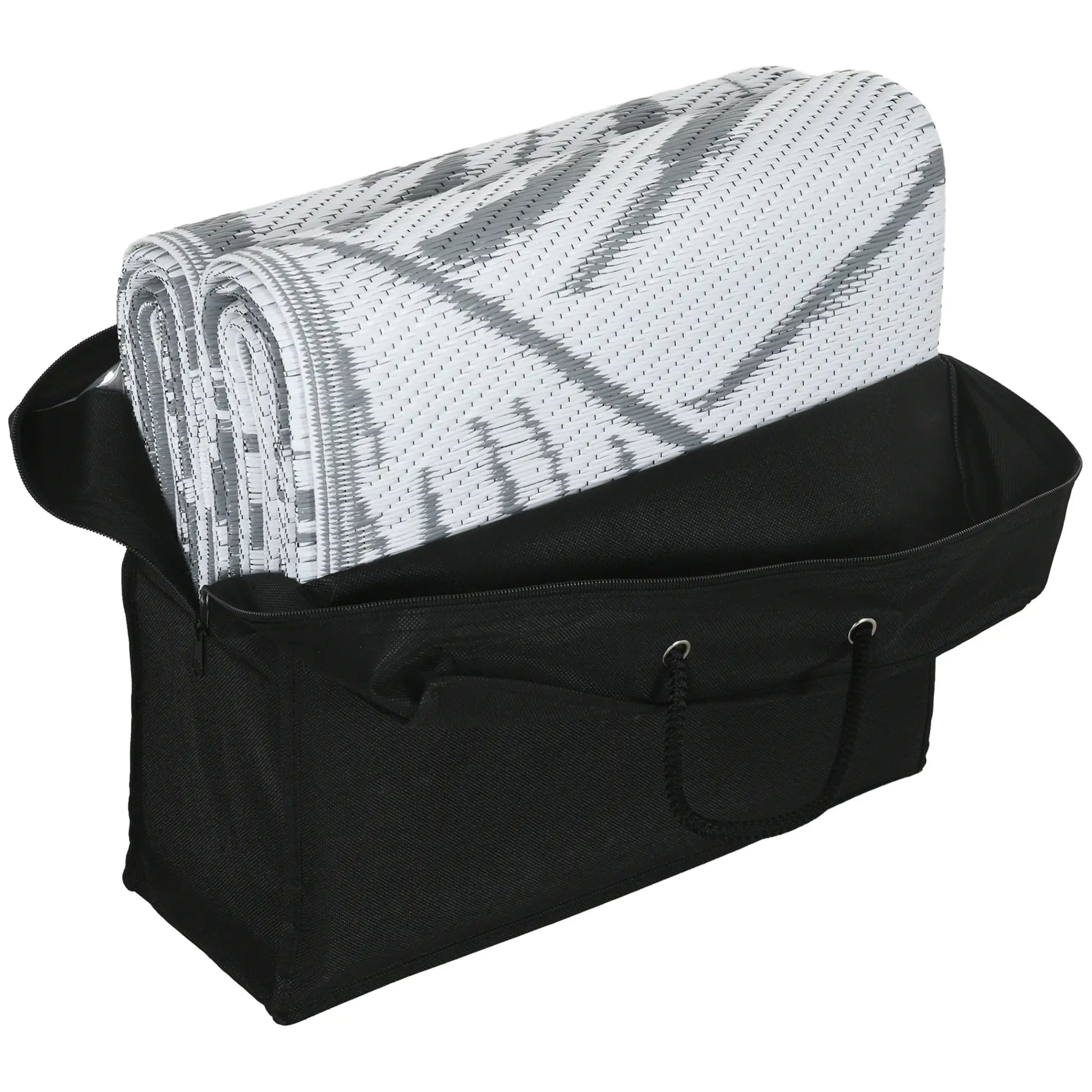 Reversible Outdoor RV Rug, Patio Mat, 6' x 9', Grey and White Garden Decor at Gallery Canada