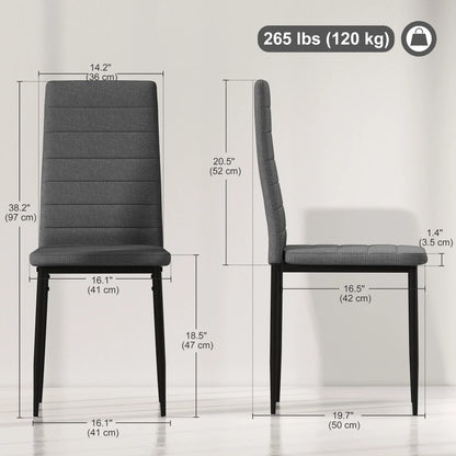 Modern Dining Chairs, Set of 6, High Back Linen Fabric, Grey Dining Chairs at Gallery Canada
