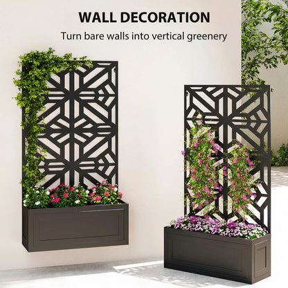Lit de jardin surélevé en métal avec treillis pour plantes grimpantes, 53x22x66 po
