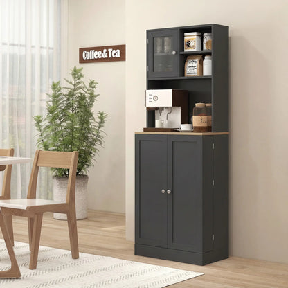 66.5" Tall Kitchen Pantry Cabinet, Microwave Cabinet, Black Kitchen Pantry Cabinets at Gallery Canada