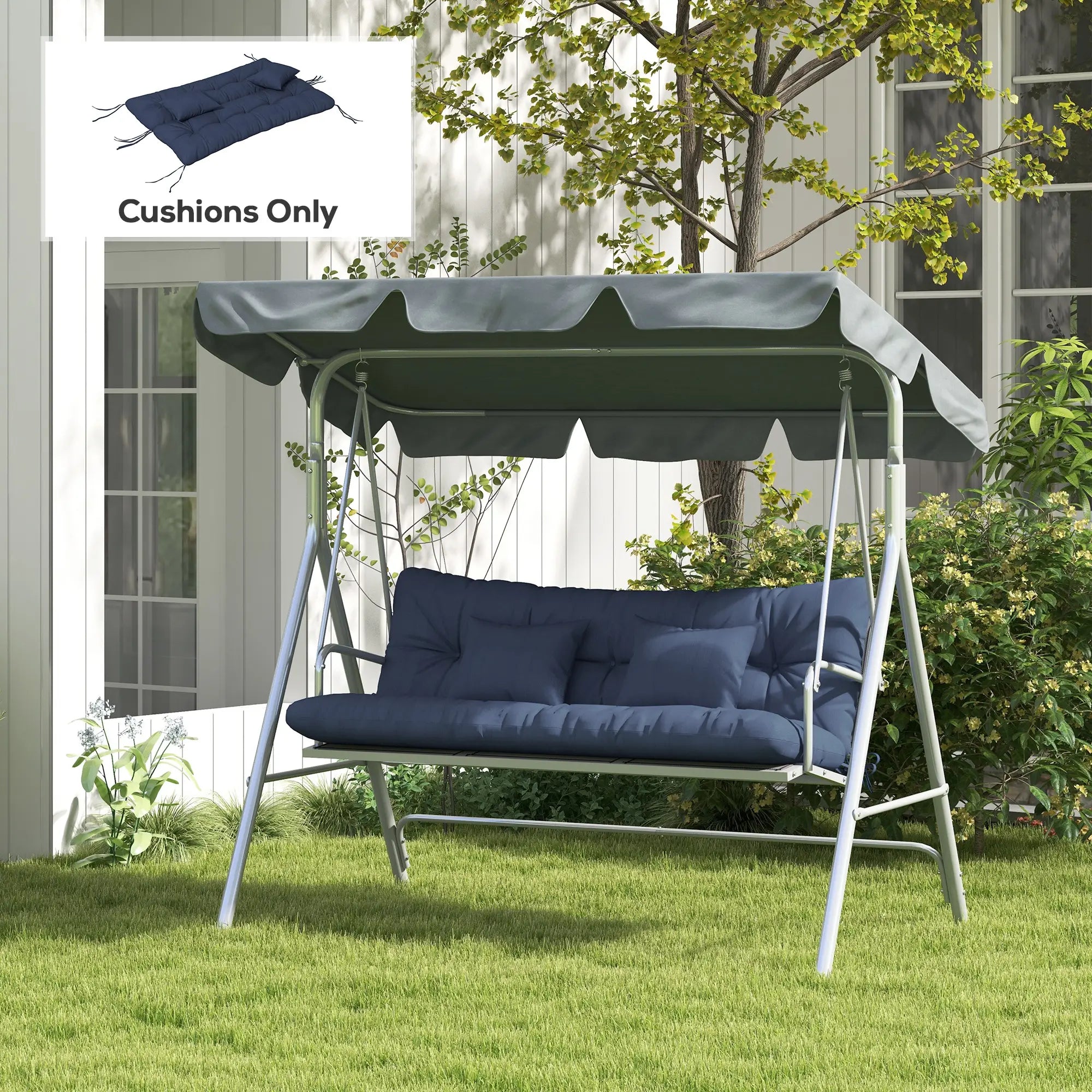 4-Piece Patio Chair Cushion Set, with Ties, Navy Blue Patio Chair Cushions at Gallery Canada