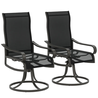 Chaises de patio pivotantes 2 pièces, basculant à 360°, noir