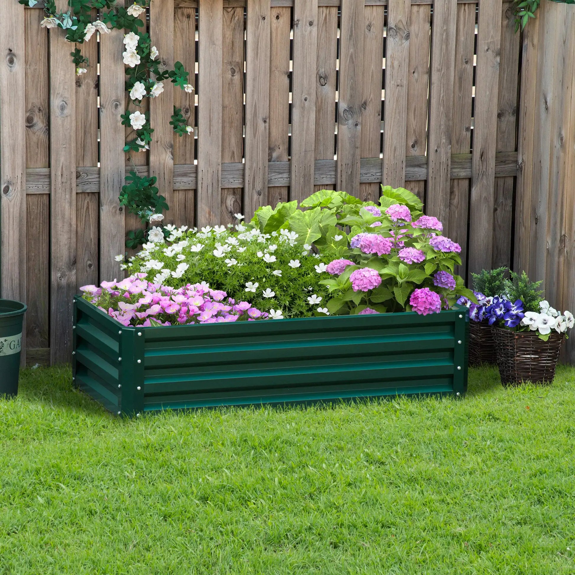 Galvanized Raised Garden Bed, Outdoor Planter Box, 4' x 2' x 1', Green Galvanized Planter Boxes at Gallery Canada