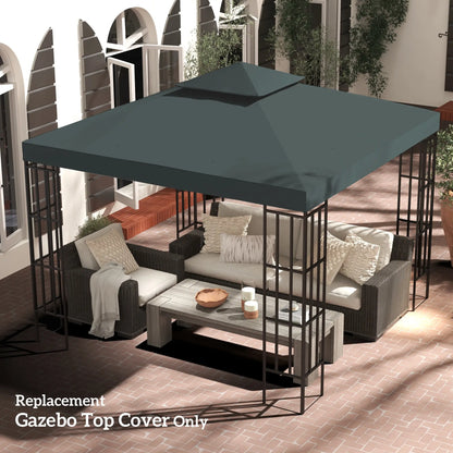 10' x 10' Square 2-Tier Gazebo Canopy, Charcoal Grey Gazebo Canopy Replacement at Gallery Canada
