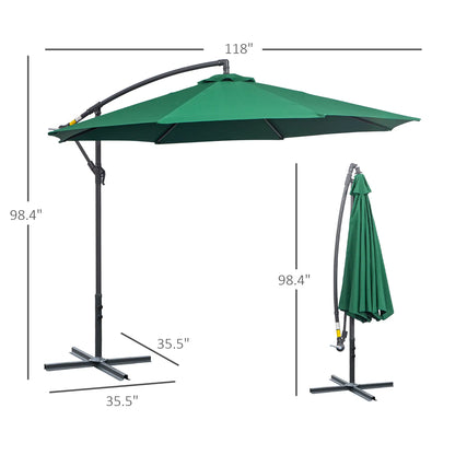 10' Deluxe Patio Umbrella, Offset Sunshade with Crank, Dark Green Cantilever Umbrellas at Gallery Canada