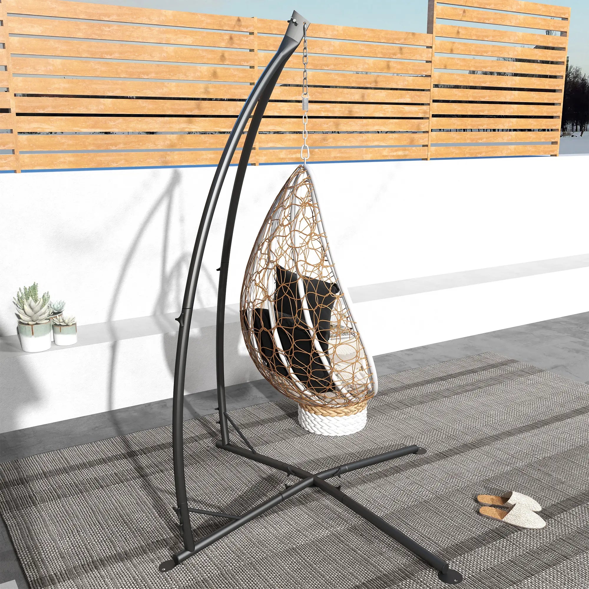 Heavy Duty Steel Hammock Chair Stand, Indoor Outdoor Use, Black Hammock Stands at Gallery Canada