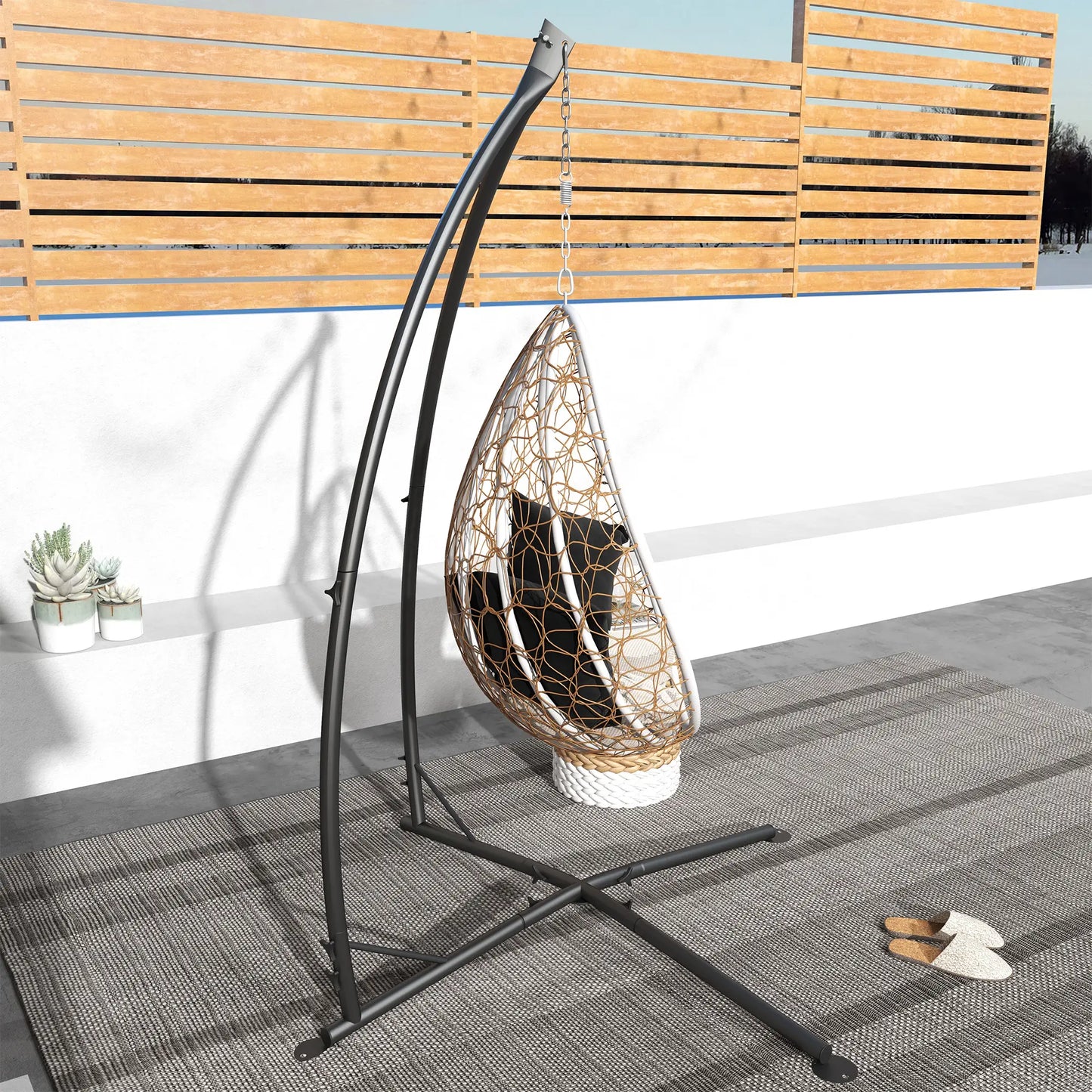 Heavy Duty Steel Hammock Chair Stand, Indoor Outdoor Use, Black Hammock Stands at Gallery Canada