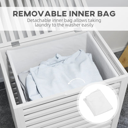 Laundry Basket With Removable Liner Bag, 55L, White Bath Accessories at Gallery Canada
