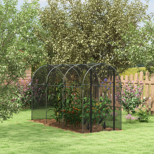 Galvanized Steel Crop Cage, Plant Protection Tent, 4' x 12', Black Walk In Greenhouses Silver and Black at Gallery Canada