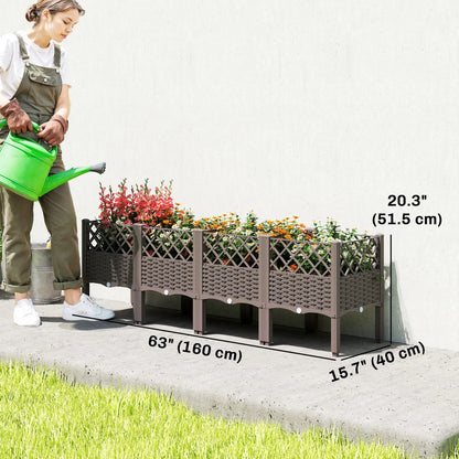 Raised Garden Bed With Legs, Self Watering Planter Box, 63" x 15.7" x 20.3" Elevated Garden Beds at Gallery Canada
