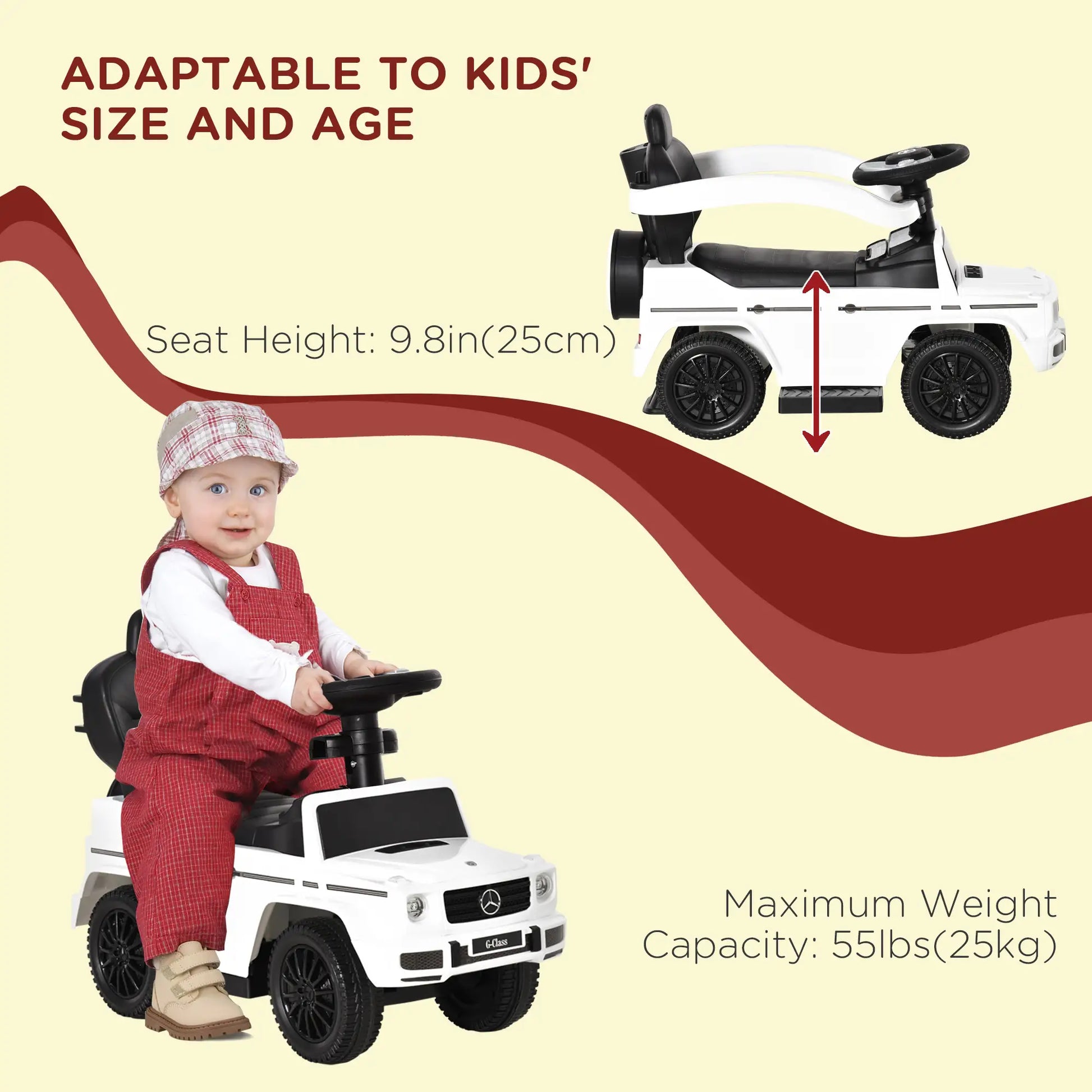 Licensed Push Car, 3-in-1 Toddler Sliding Car, White Push Cars for Toddlers at Gallery Canada