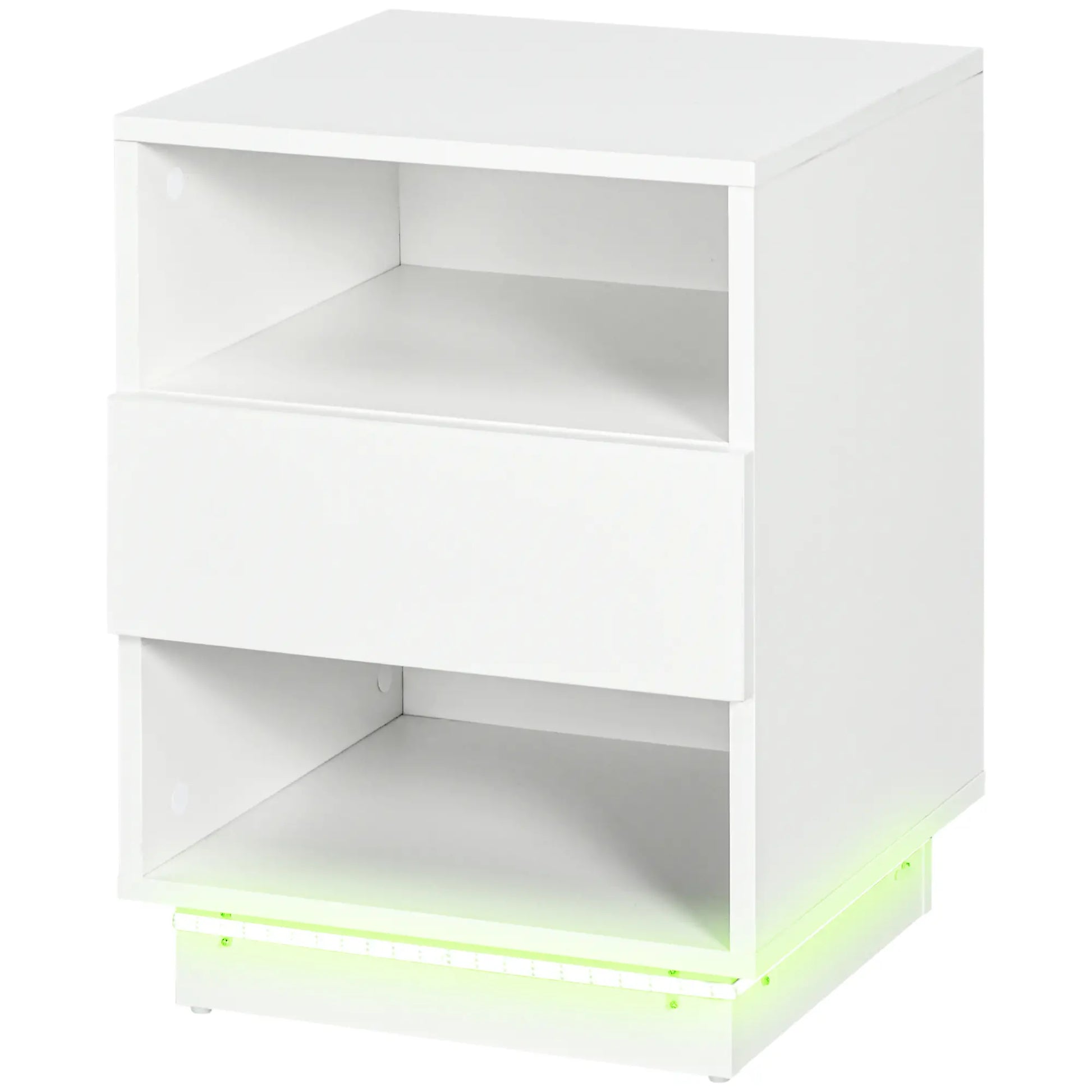 LED Nightstand with Lights, Drawer, 2 Shelves, Remote, 15.7 Inch Bedside Tables at Gallery Canada