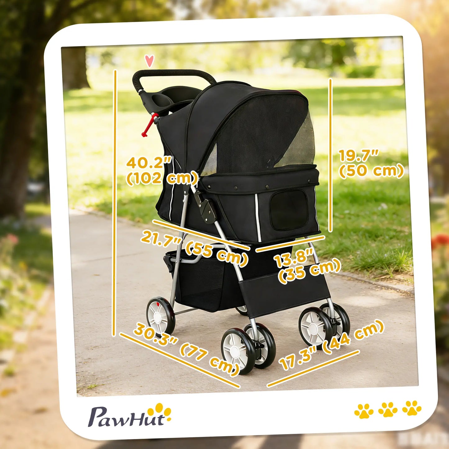Foldable Pet Stroller With 360° Swivel Wheels, Reflective Strips, Black Dog Bike Trailers & Strollers at Gallery Canada