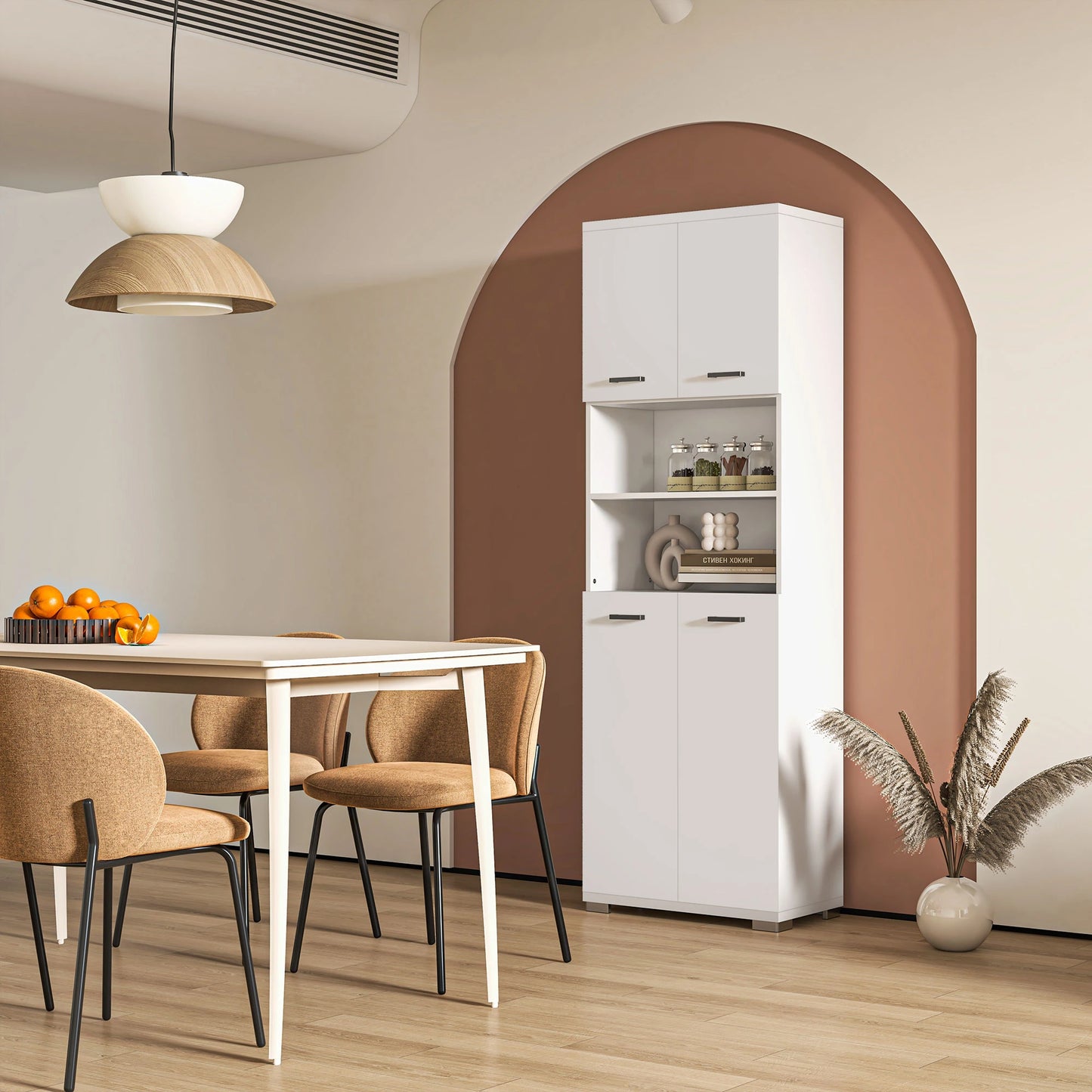 Freestanding Bathroom Cabinet, Open Shelves, 23.6"x13.2"x72", White Bathroom Cabinets at Gallery Canada