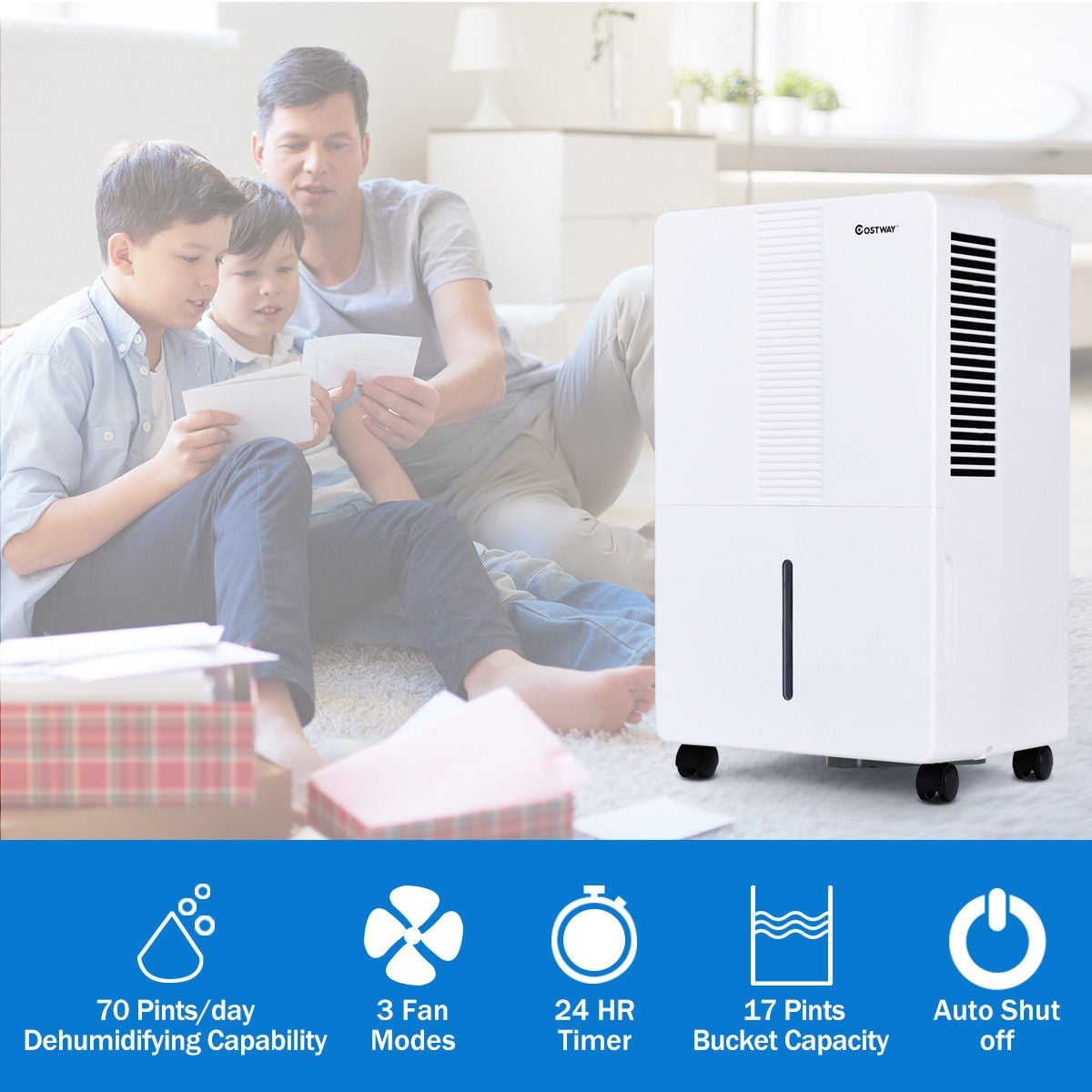 70 Pint Dehumidifier, 4500 Sq.Ft., White
