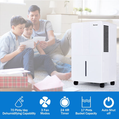 70 Pint Dehumidifier, 4500 Sq.Ft., White