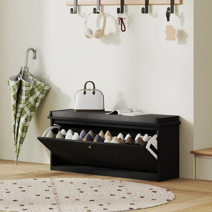 Upholstered Shoe Storage Bench with Flip Drawer, Adjustable Shelf, Fits 10 Pairs Shoe Storage Cabinets & Racks at Gallery Canada