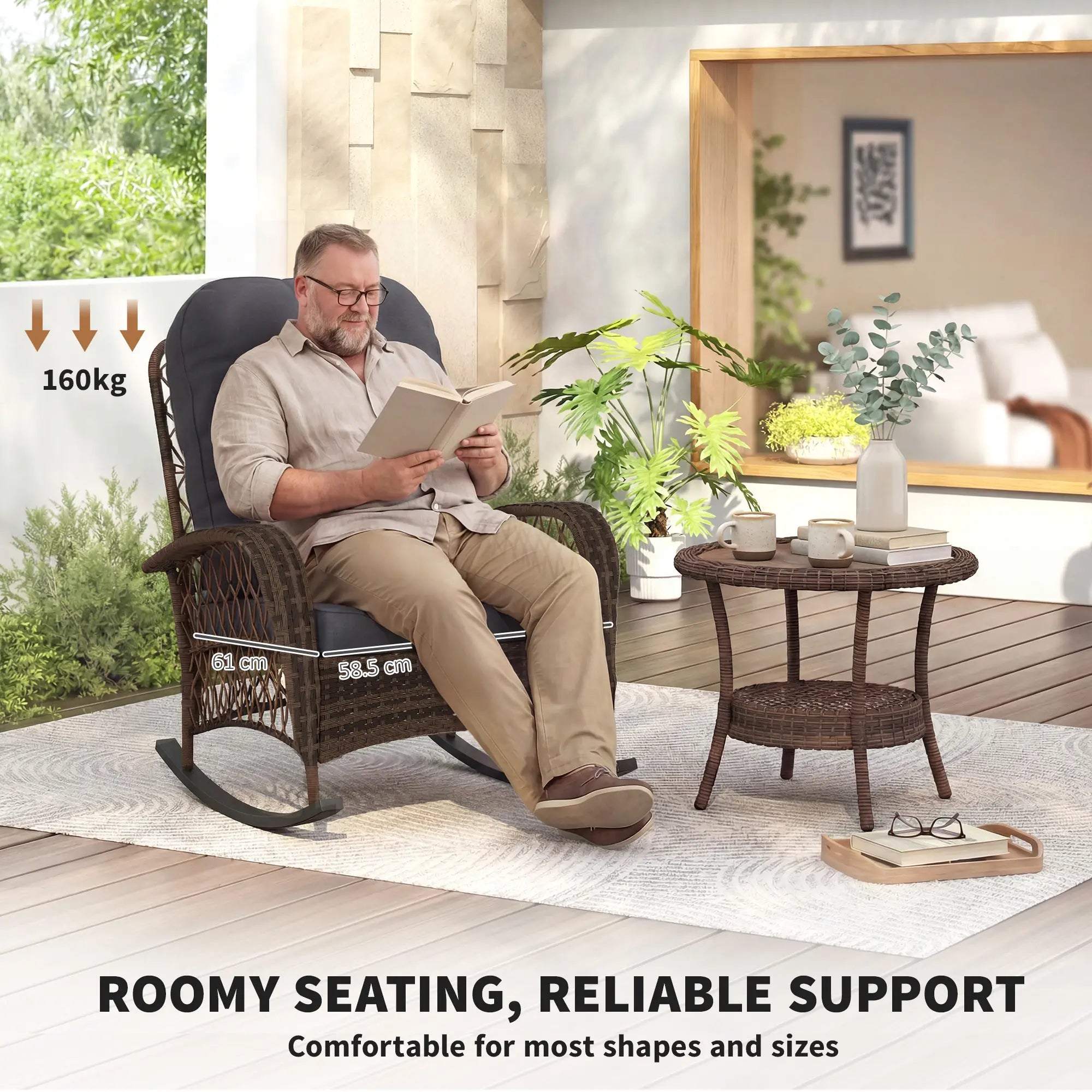 Outdoor Wicker Rocking Chair With Thick Cushions, Black Outdoor Rocking Chairs at Gallery Canada