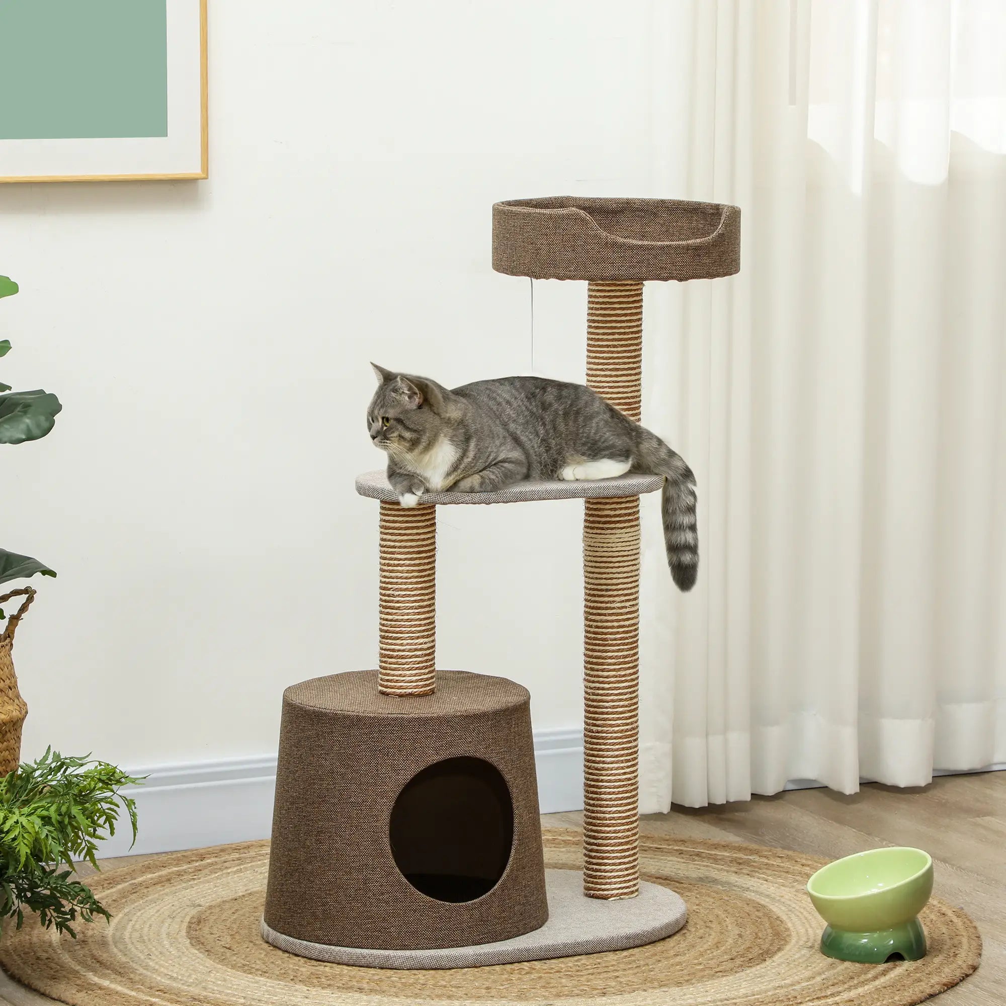 Cat Scratching Tree Post, Climbing Furniture with Toy, Brown Cat Posts at Gallery Canada