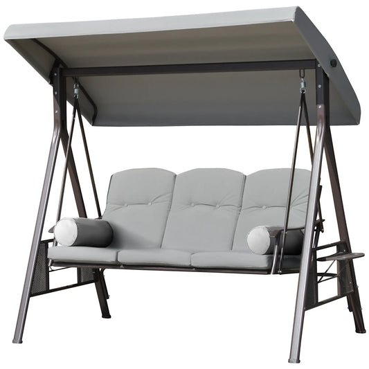 3-Person Steel Canopy Swing, Cushioned Seat, Light Grey Patio Swings with Stand Light Grey at Gallery Canada