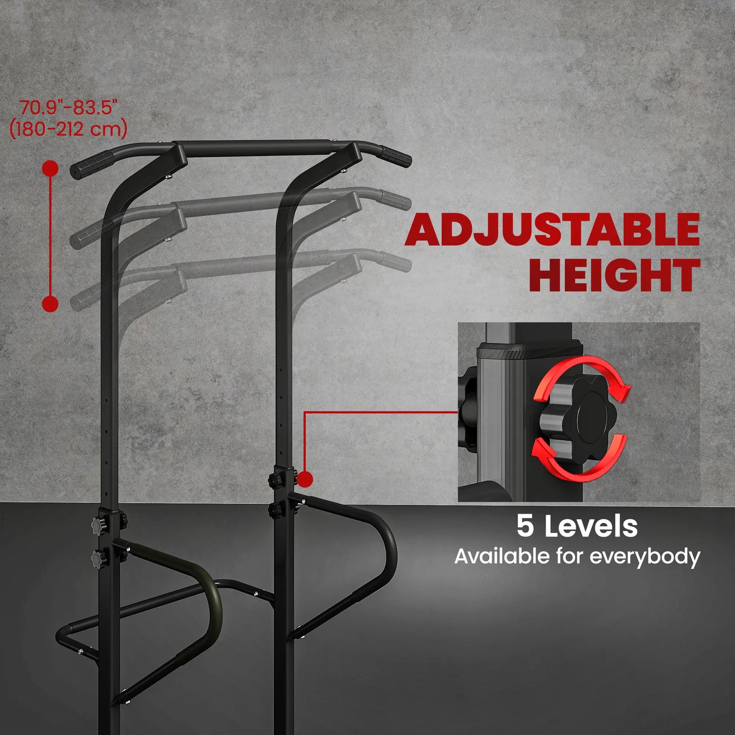 Power Tower Dip Station, Pull Up Bar, Adjustable Height, Black Power Towers at Gallery Canada