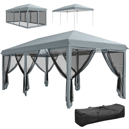10' x 20' Pop Up Canopy Tent Gazebo, Removable Mesh Sidewall, Carry Bag, Grey Pop Up Canopies at Gallery Canada