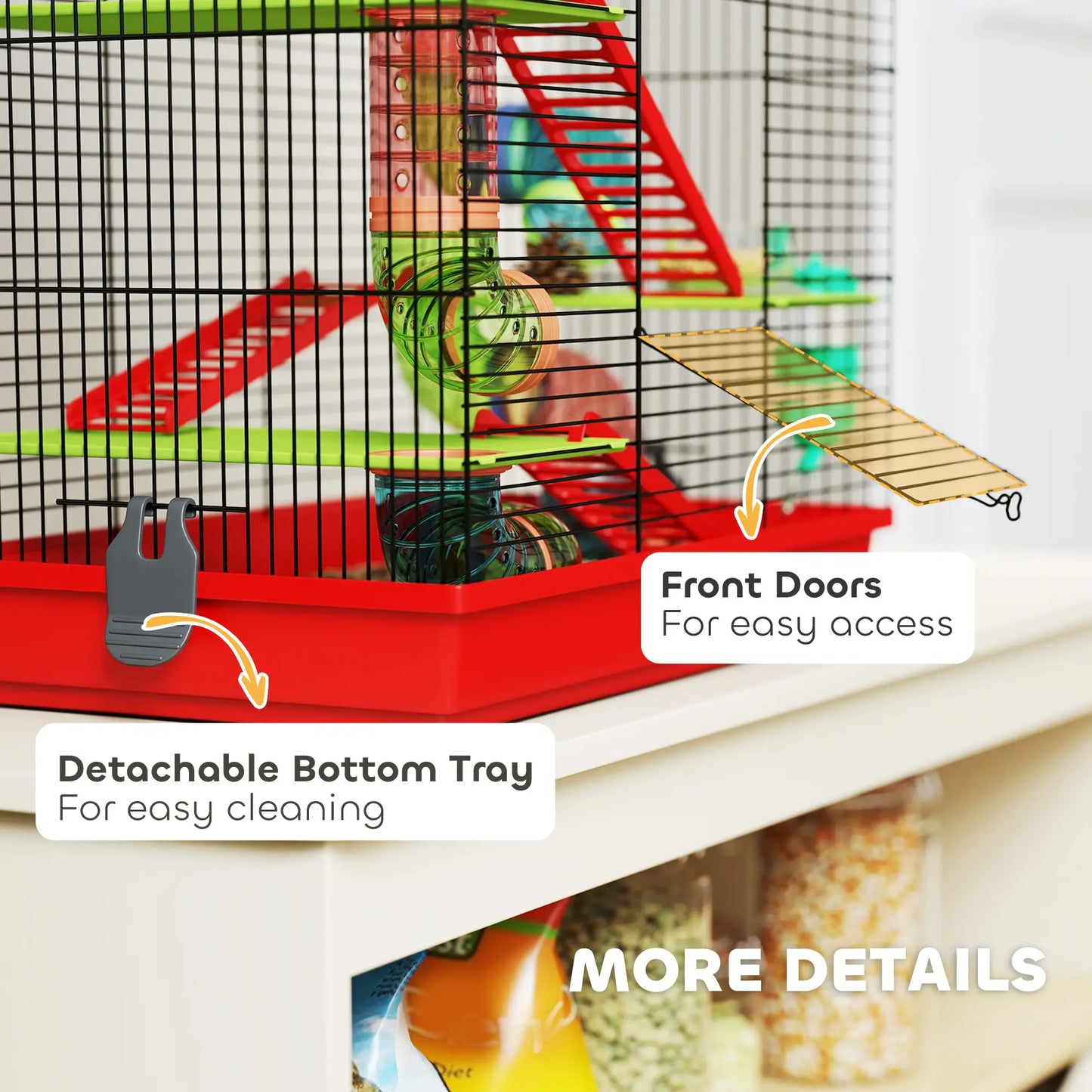 18.5" Hamster Cage, 5 Tiers, With Tunnel Tube System, Red Hamster Cages at Gallery Canada