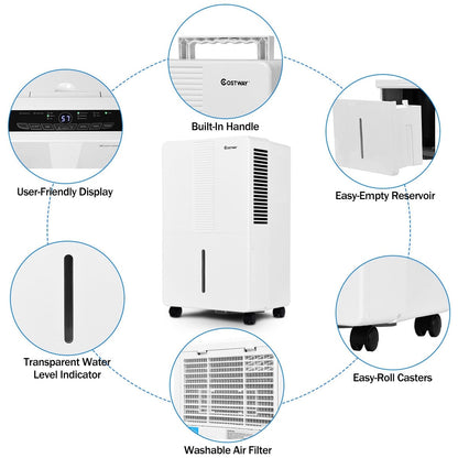 70 Pint Dehumidifier, 4500 Sq.Ft., White