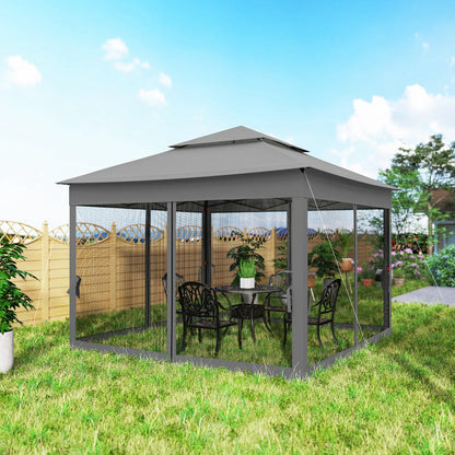 11' x 11' Pop Up Canopy, 2-Tier Soft Top Shelter, Dark Grey Pop Up Canopies at Gallery Canada