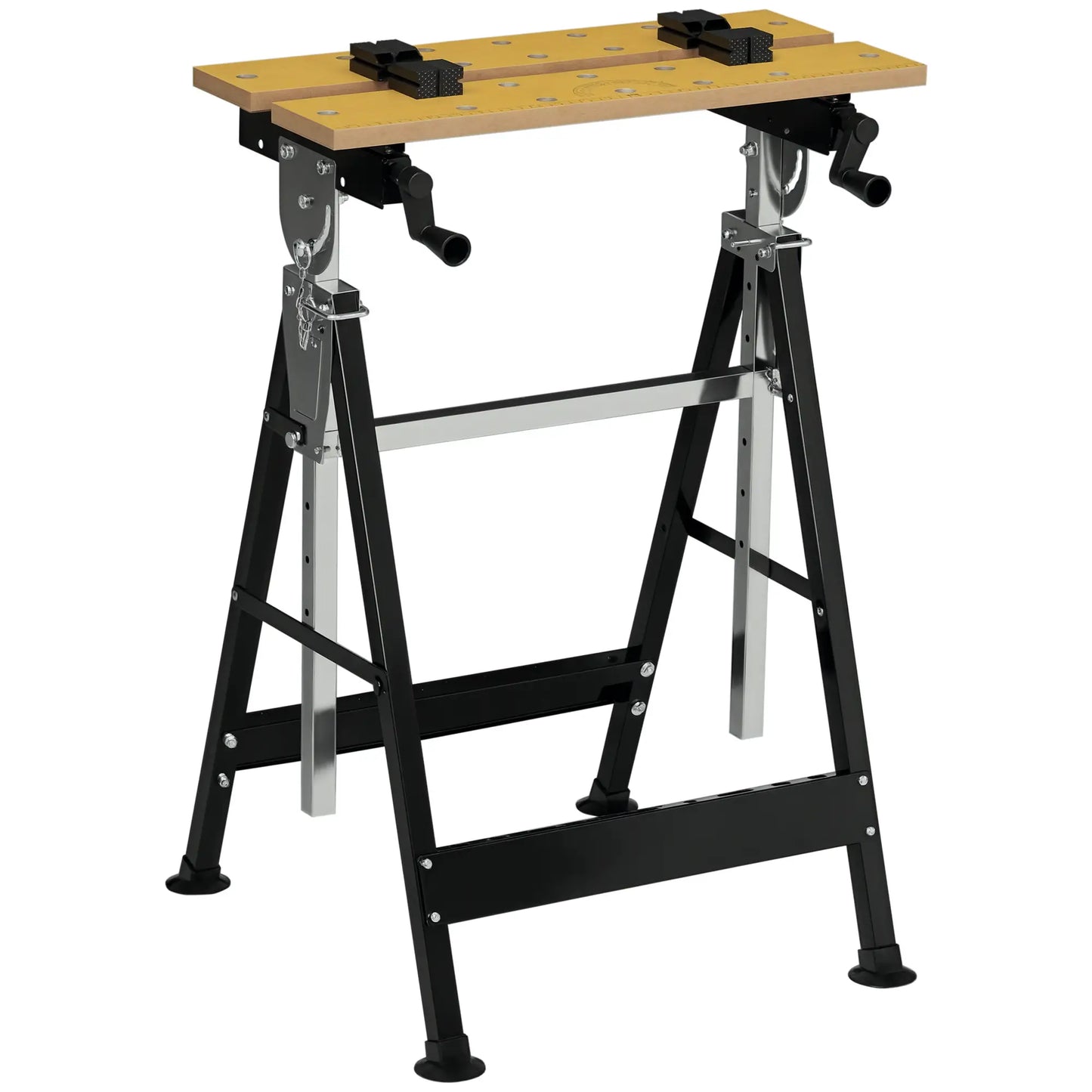 Portable Work Bench, Workshop Tool Stand with 6-Level Height Adjustable Work Table, Carpenter Saw Table with 4 Clamps, Steel Frame, 220lbs Capacity Tool Organizers Nature Wood, Black at Gallery Canada
