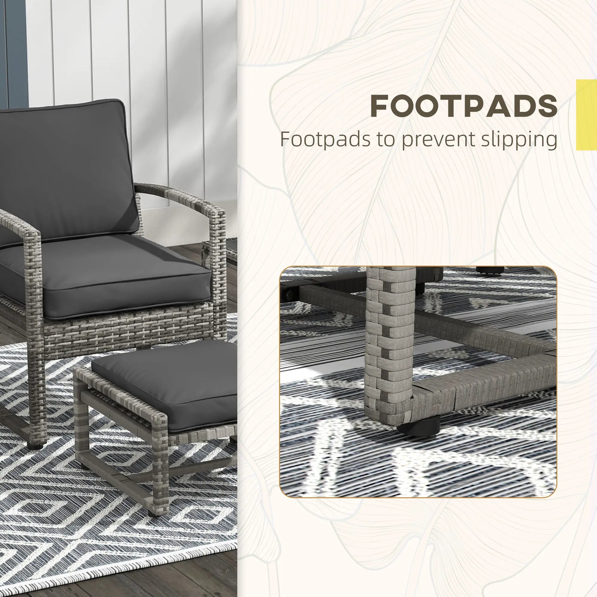 5-Piece Patio Furniture Set, Armchair, Stool, Table, Cushions, Outdoor Wicker Sofa Patio Furniture Sets at Gallery Canada