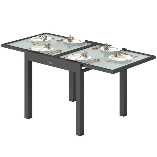 Extendable Patio Dining Table, Tempered Glass Aluminum, Clear Patio Dinning Tables Black, Clear at Gallery Canada