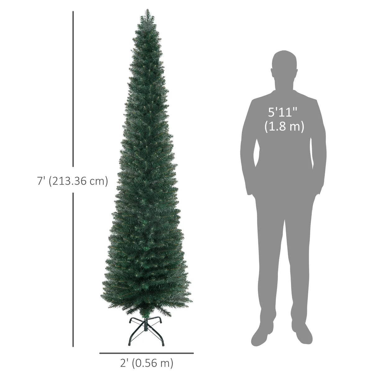 7FT Artificial Christmas Tree, Foldable Black Stand, Green Pencil Christmas Trees at Gallery Canada