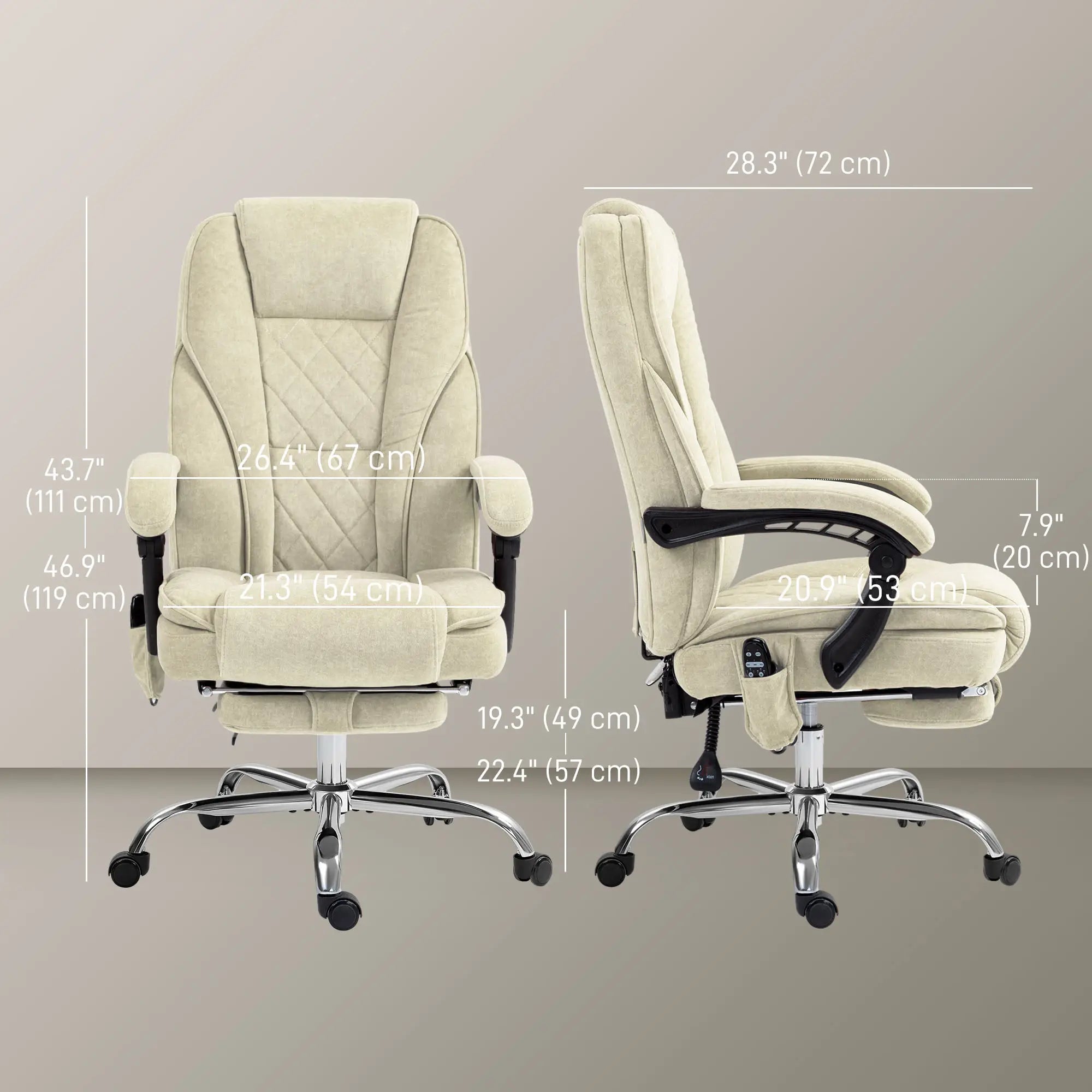Massage Office Chair, Reclining Computer Chair, Adjustable Height, Footrest, Beige Massage Chairs at Gallery Canada