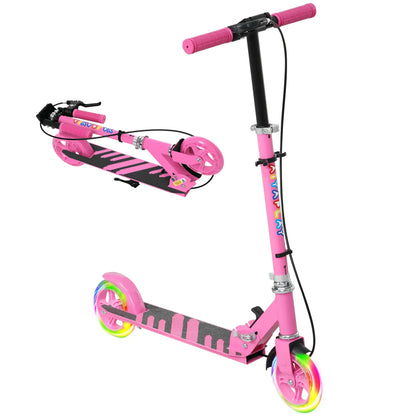 Kids Scooter, Light Up Wheels, Adjustable Handlebar, Rear Brake, Ages 3-8, Pink Scooters at Gallery Canada