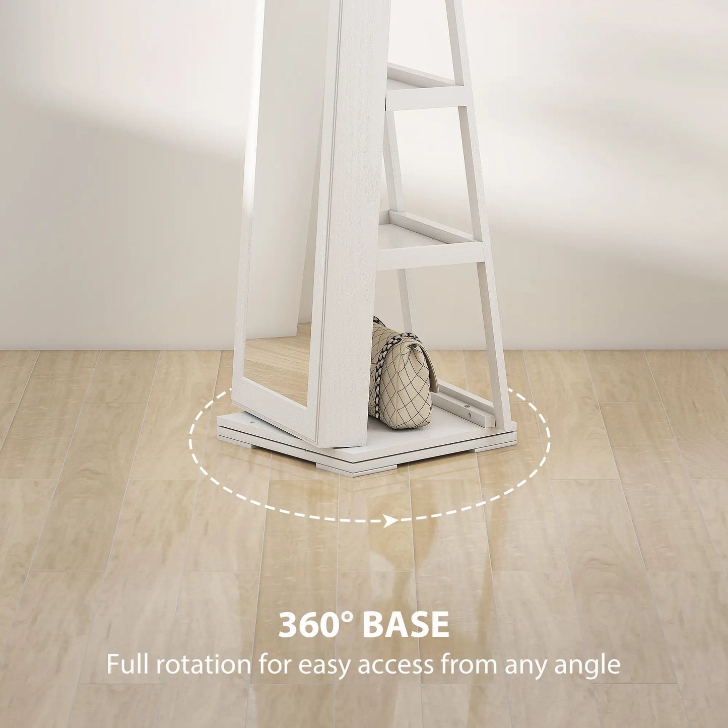 360° Swivel Jewelry Armoire, Lockable Mirror Cabinet, White Jewelry Armoire & Jewellery Mirror Cabinets at Gallery Canada