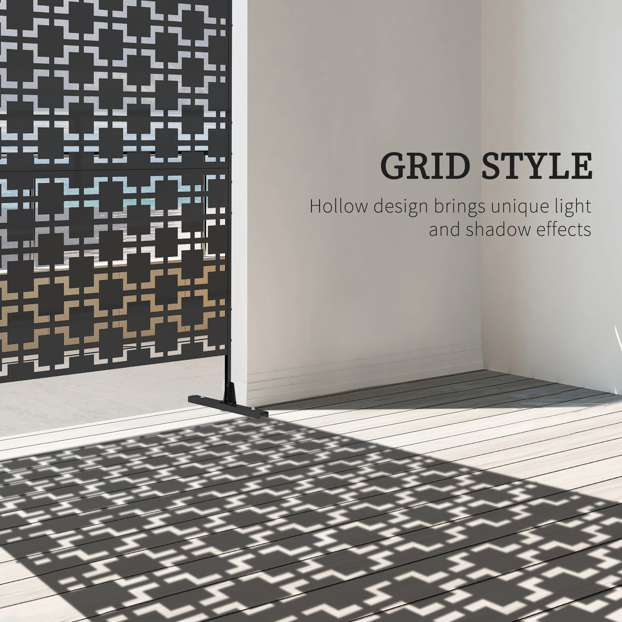 6.5FT Metal Privacy Screen, Grid Style, Outdoor Divider, Black Side Awnings at Gallery Canada