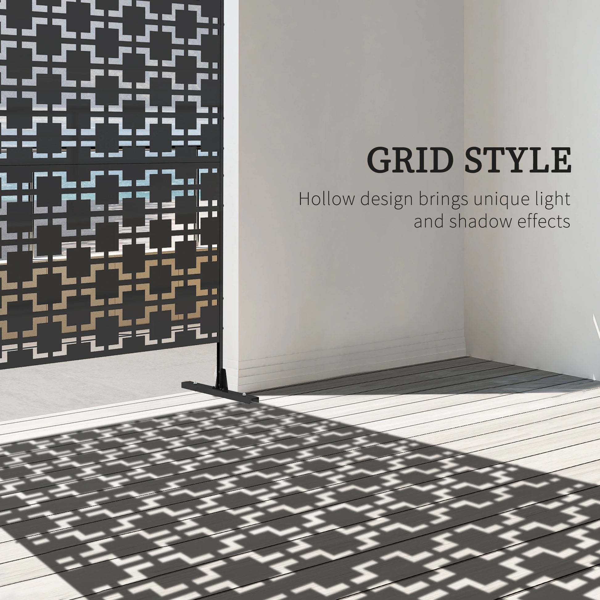 6.5FT Metal Privacy Screen, Grid Style, Outdoor Divider, Black Side Awnings at Gallery Canada