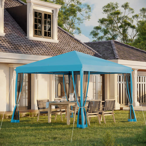 10' x 10' Pop Up Canopy Tent, Removable Mesh Sidewalls, Carry Bag, Light Blue