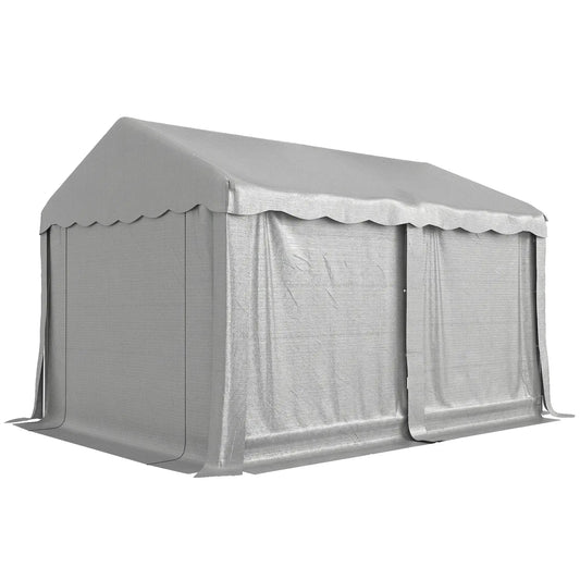 Portable Shed, 13' x 10', Roll-up Zipper Door, Removable Sidewalls, Light Grey Portable Shed Light Grey at Gallery Canada