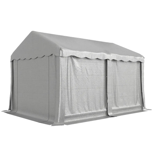 Portable Shed, 13' x 10', Roll-up Zipper Door, Removable Sidewalls, Light Grey
