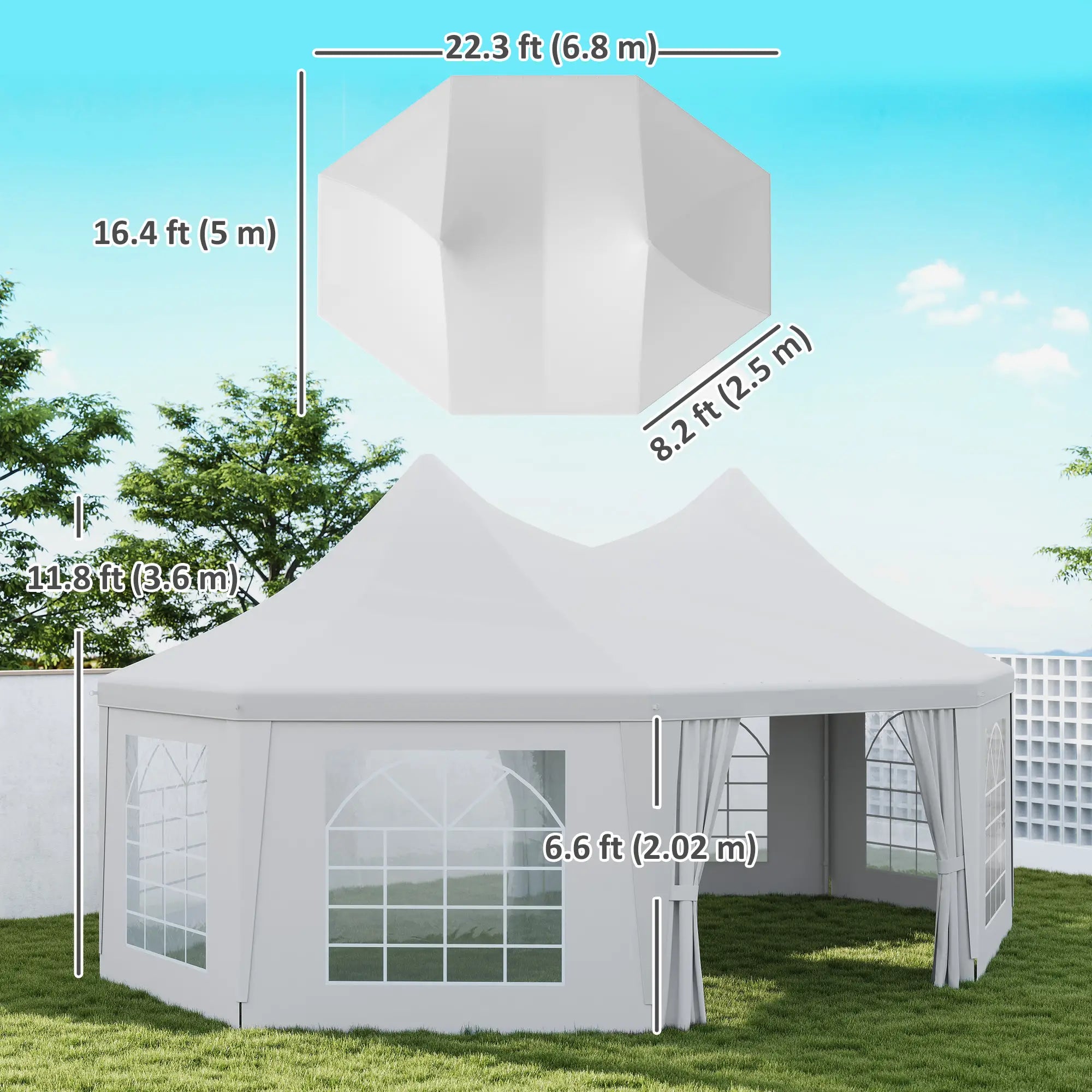 16' x 22' White High Peak Octagonal Wedding Tent, Removable Walls, White Canopy Tents at Gallery Canada
