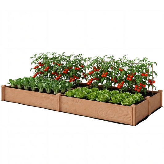 Wooden Raised Garden Bed, 8 x 4 x 1ft, Elevated Box With Dividers Wooden Planter Boxes Light Brown at Gallery Canada