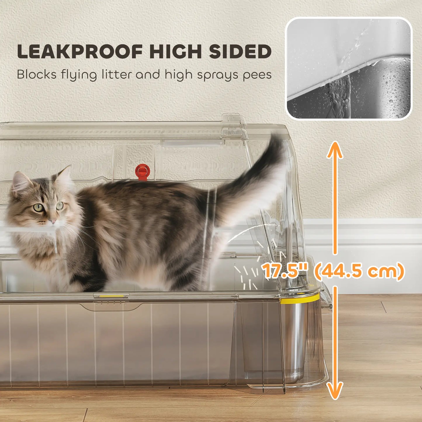 80L XL Stainless Steel Cat Litter Box, Flip Cover, Pull-Out Drawer, High Sided, Pedal, Light Grey Cat Litter Box Enclosures at Gallery Canada