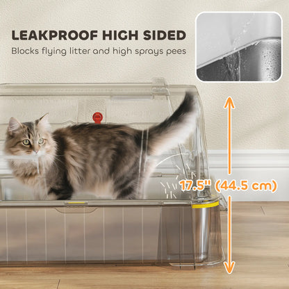 80L XL Stainless Steel Cat Litter Box, Flip Cover, Pull-Out Drawer, High Sided, Pedal, Light Grey Cat Litter Box Enclosures at Gallery Canada